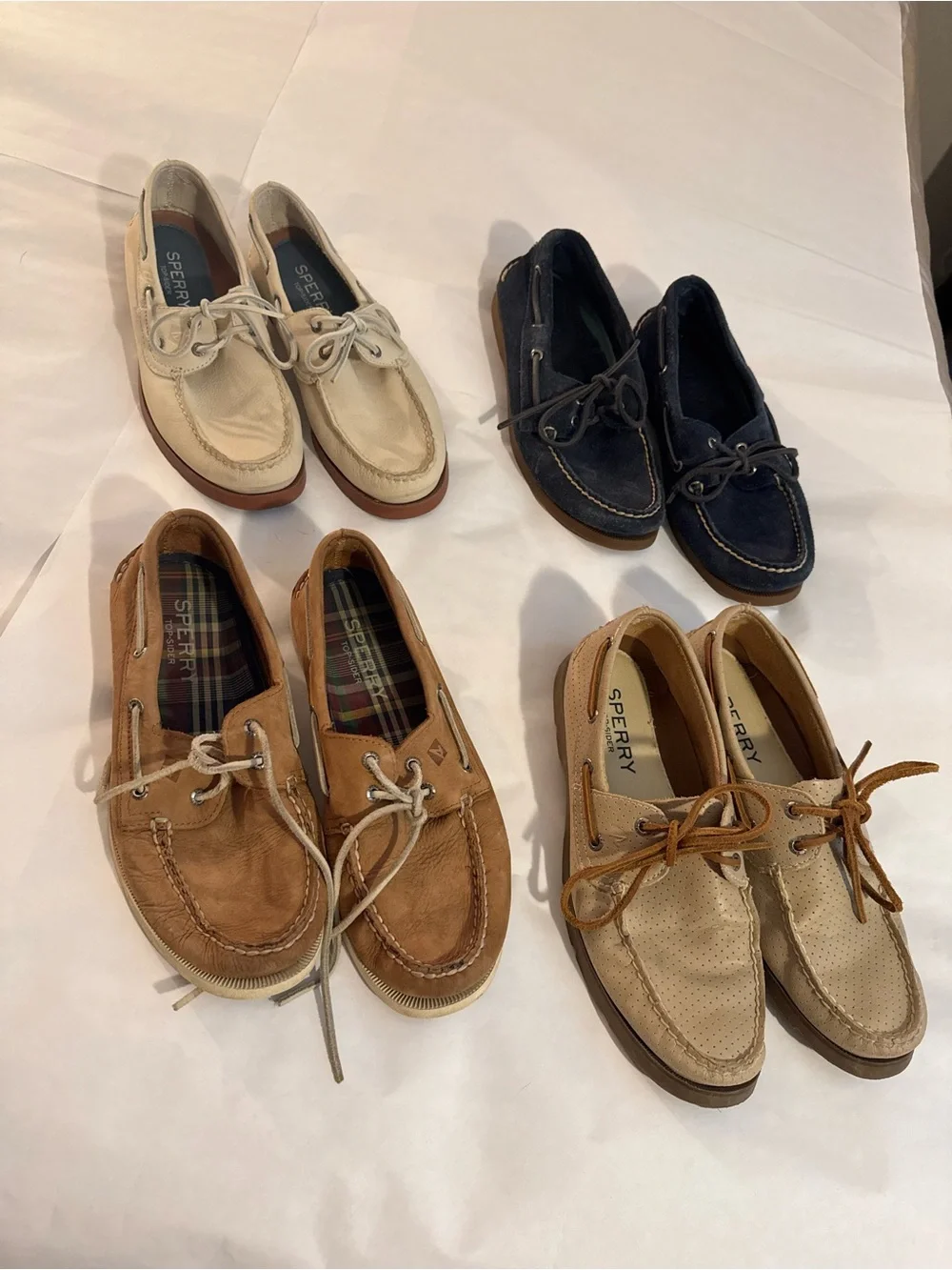 Sperry Men’s Boat Shoe Lot – Navy, Tan, Brown, Cream